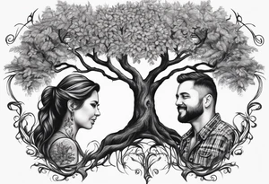 Family tree with mom side and dads side tattoo idea