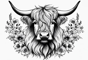 a cute highland cow on 2 feet tattoo idea