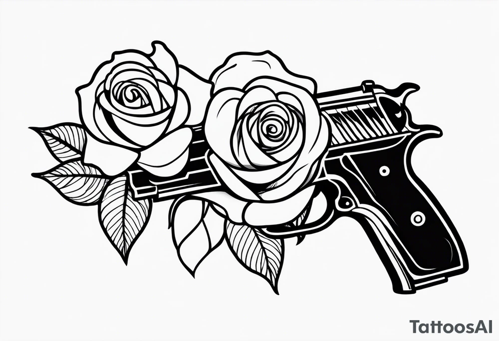 a rose on a pistol tattoo idea