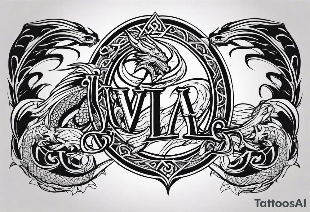 Valhalla sword dragon head axe viking church tattoo idea