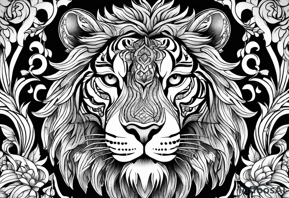 A beast made by owl, tiger and lion tattoo idea
