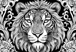 A beast made by owl, tiger and lion tattoo idea