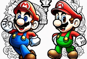 Mario and Luigi half sleeve tattoo idea