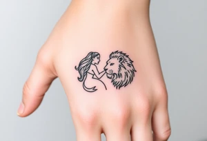 Virgo woman in love with Leo lion tattoo idea