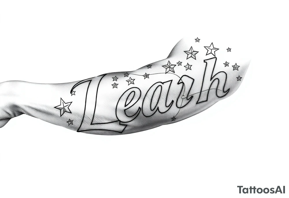 The name Leah with stars tattoo idea