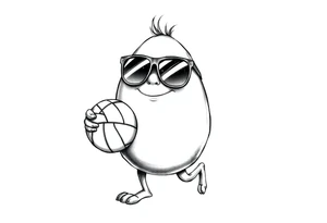 walking egg in sunglasses,
, holding a volleyball tattoo idea