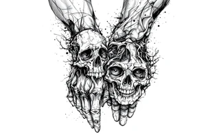 brothers on arm, skull on hand tattoo idea