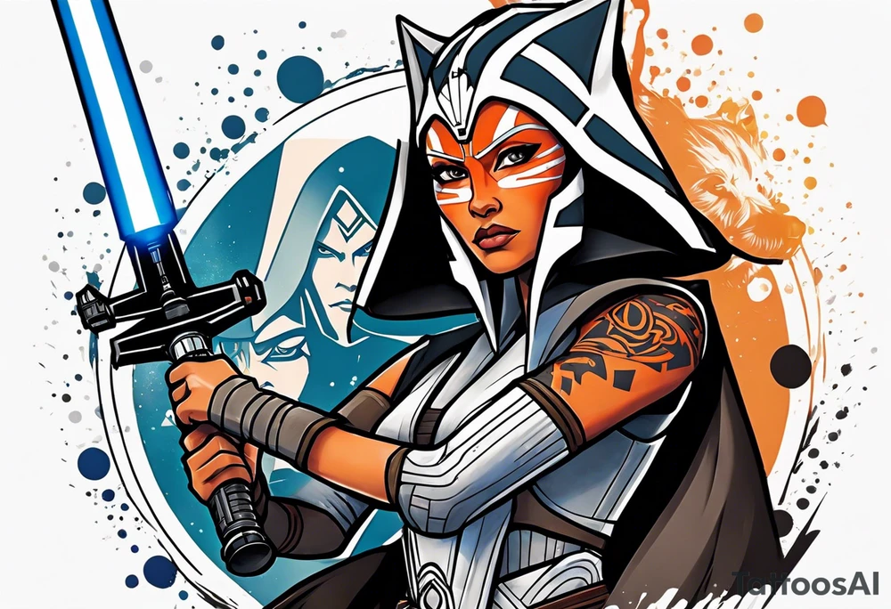 Star Wars, Ahsoka Tano fighting Darth Vader+ tattoo idea