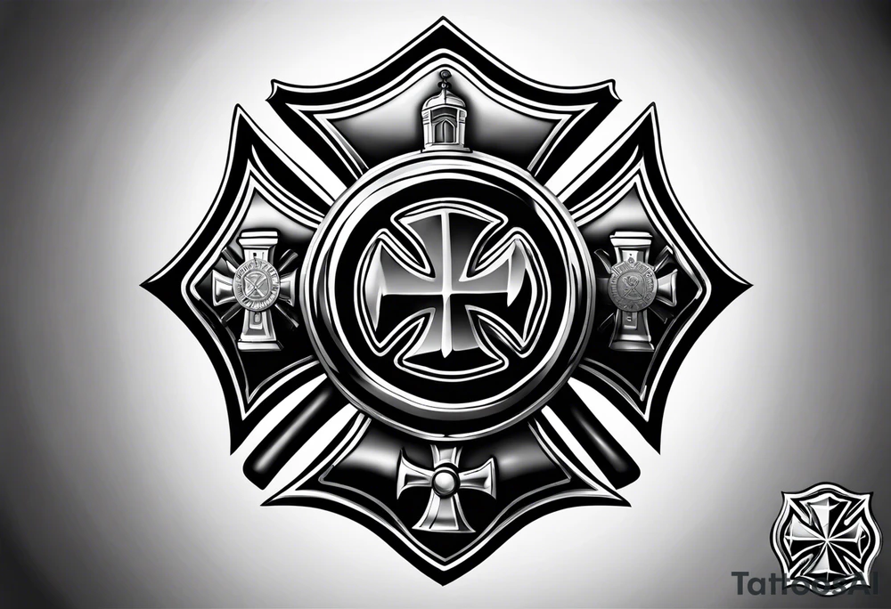 Maltese cross firefighter tattoo idea