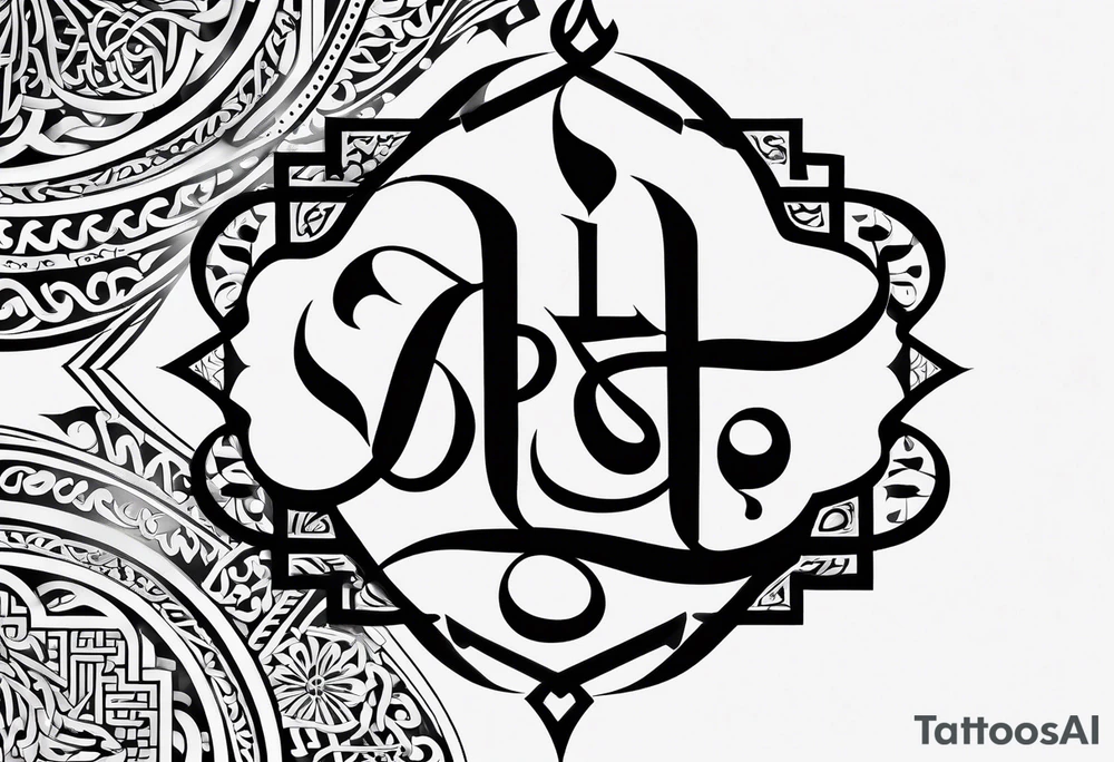 Arabic calligraphy in a straight semetence tattoo idea