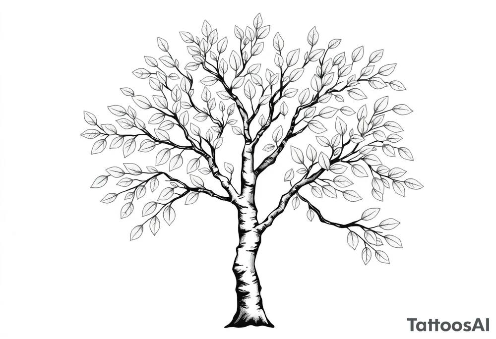 birch tree with light coloured leaves tattoo idea