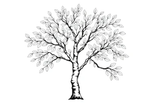birch tree with light coloured leaves tattoo idea
