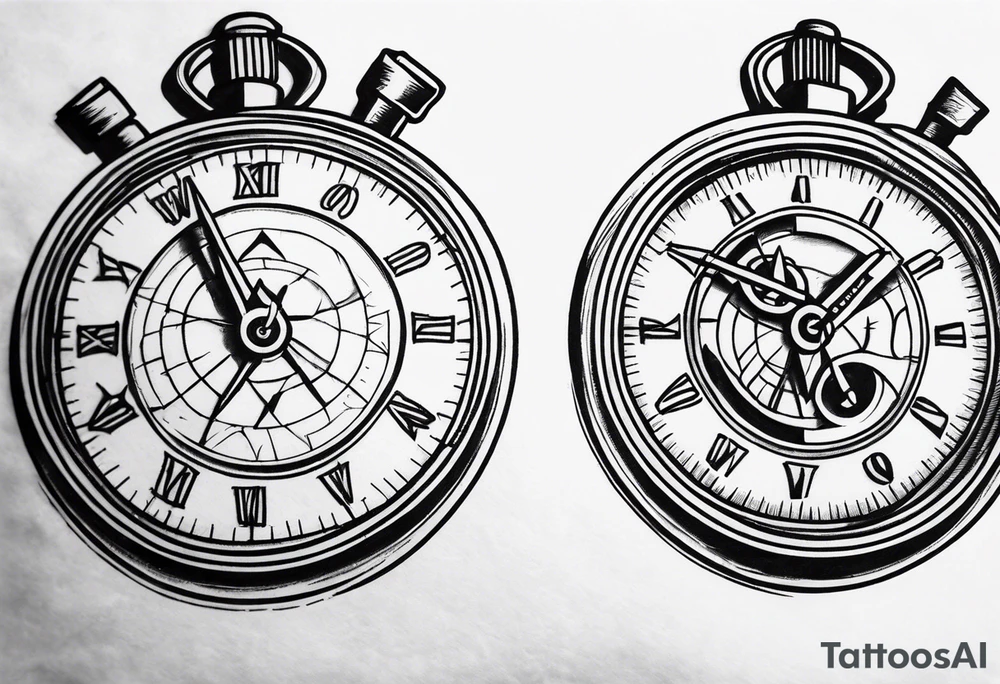 Twin broken stopwatches tattoo idea