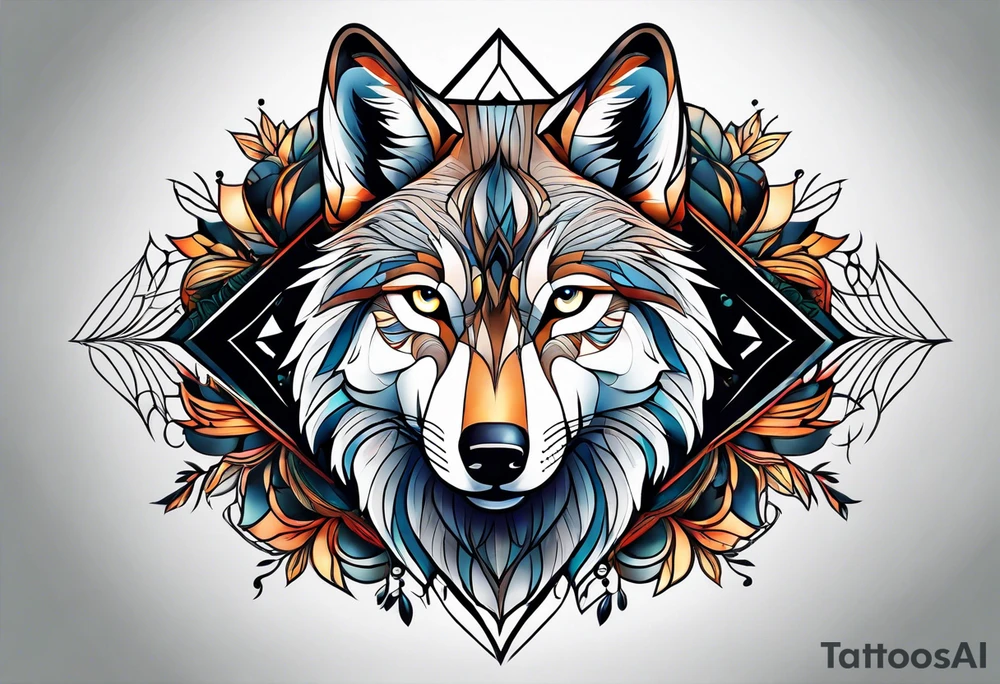 strong wolf gentle eyes tattoo idea