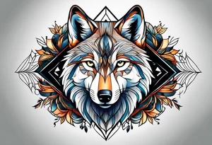 strong wolf gentle eyes tattoo idea