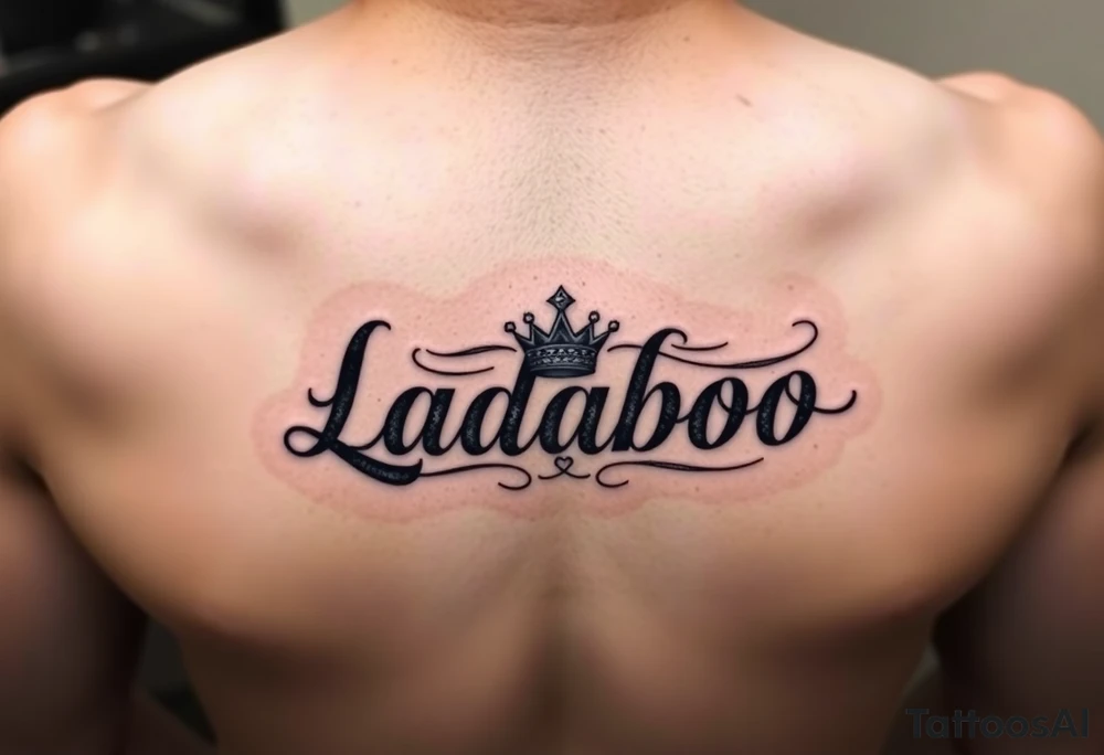 the name ladaboo with a crown and a diamond tattoo idea