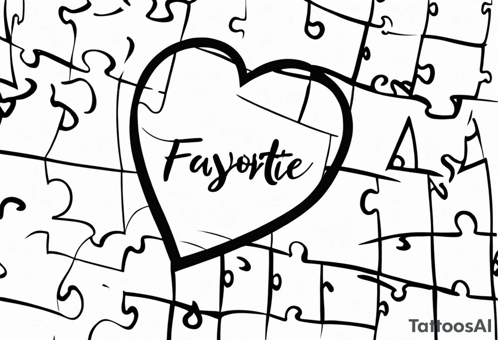Fine line tattoo that has my sister's hand writing "my favorite sister" written inside of a single puzzle piece. tattoo idea