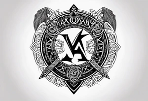 Valhalla  round shield axe
Valknut sword dragon tattoo idea