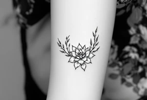 Fine thin lines very small minimalist tattoo combo of phenix and lotus tattoo idea