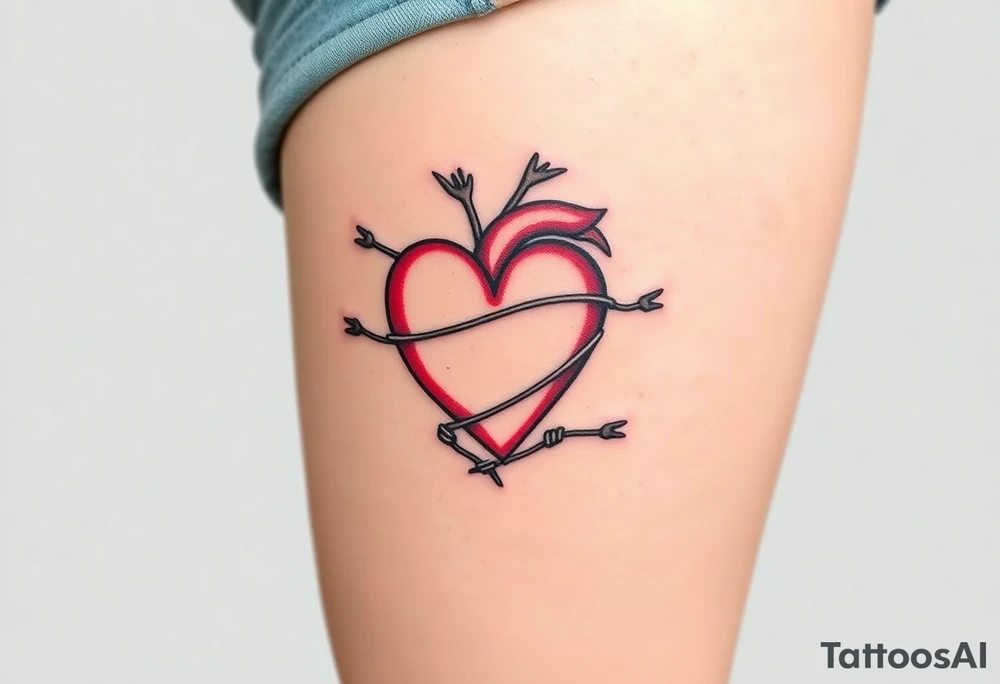 Heart wrapped in barb wire tattoo idea