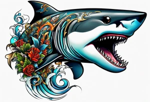 Half shark half man tattoo idea