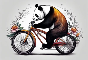 panda riding a bicycle tattoo idea