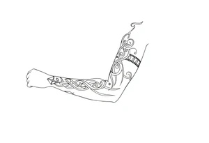 Celtic tribal pattern
and bands black and white shading full sleeve simple tattoo idea