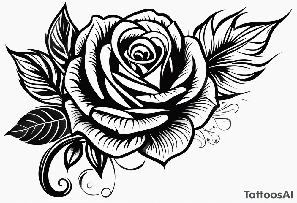 A black tattoo with a rose growing out of a bullet tattoo idea