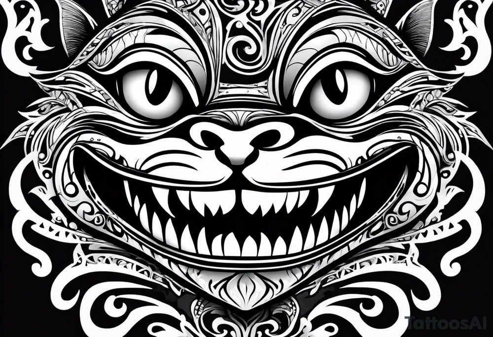 cheshire cat, big smile, eyes and mouth only tattoo idea