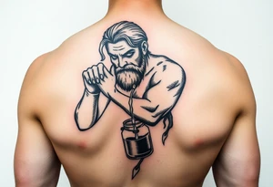 aquarius badass humanized version man trickling water from his jar along the arm tattoo idea
