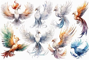a white phoenix with a plain crown tattoo idea