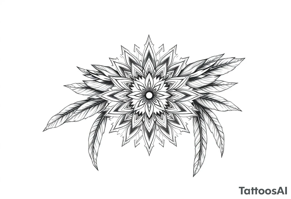 spiritual feathers ornamental mandala shaman tattoo idea