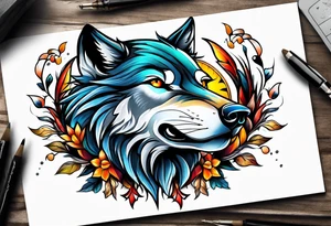 a wolf roaring tattoo idea
