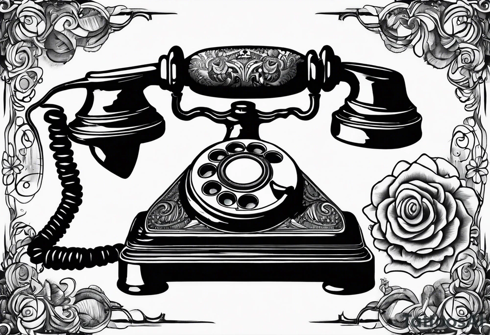 vintage telephone with eyes tattoo idea