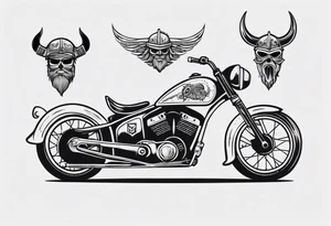 Vintage classic motorbike  with viking tattoo idea