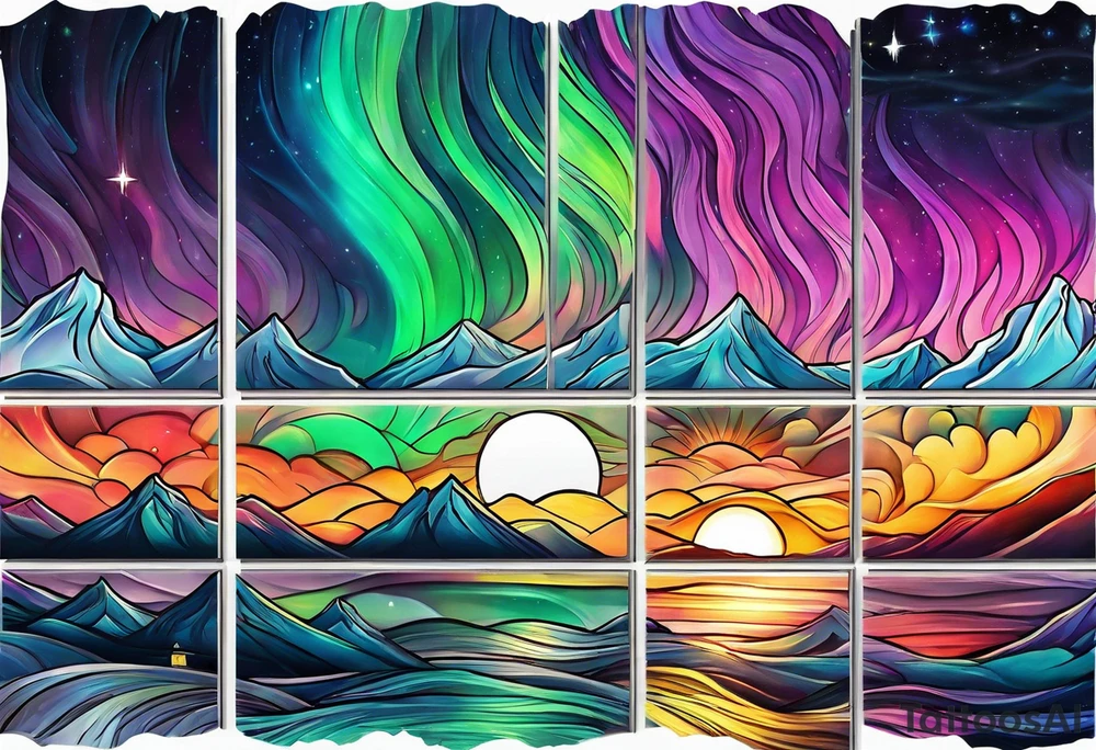 Northern lights with Pennywise tattoo idea