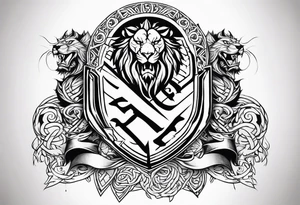 Valhalla shield sword lion dragon runes tattoo idea