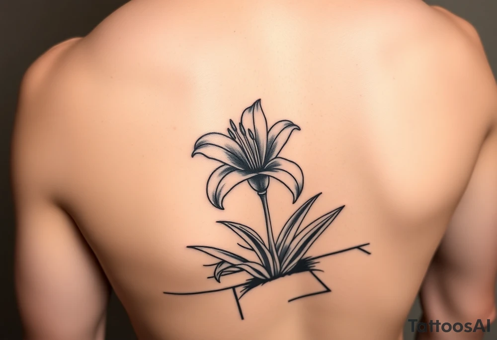 lily coming up out of the tile floor tattoo idea