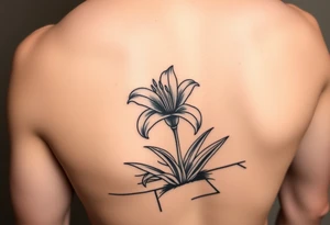 lily coming up out of the tile floor tattoo idea