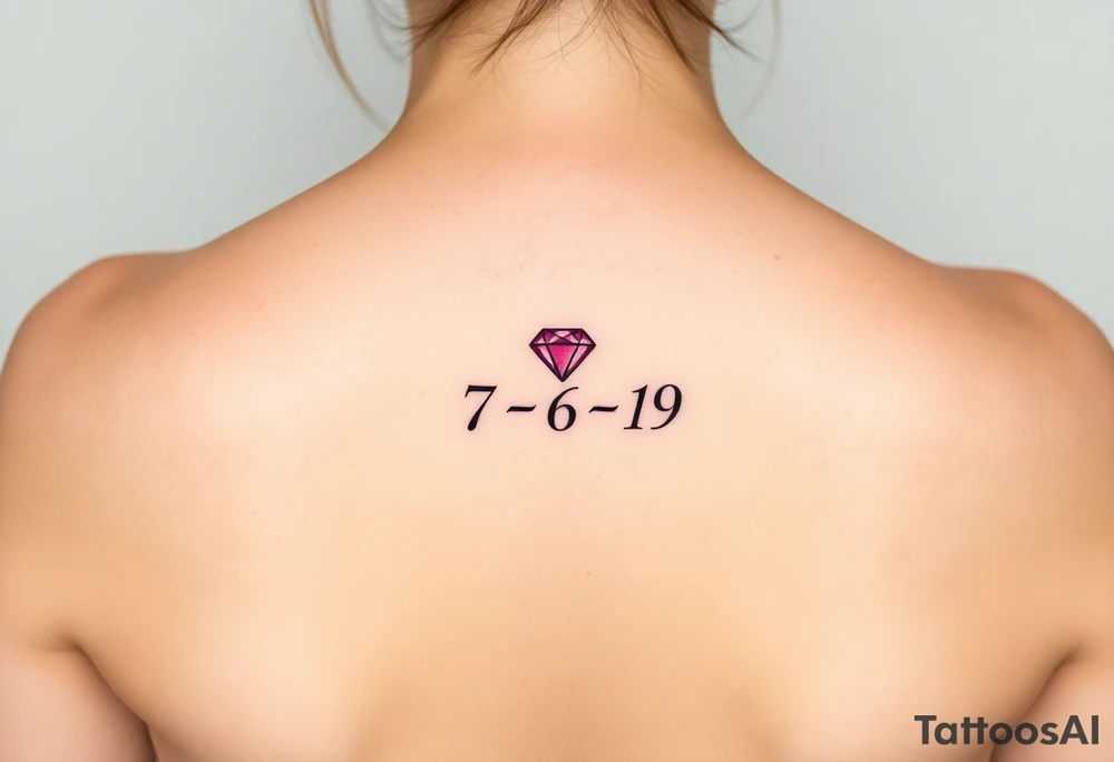 Small Ruby gem and birthday 7-6-19 tattoo idea
