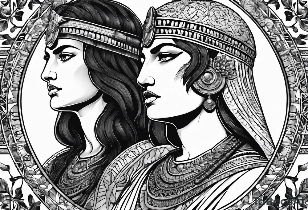 Alexander the Great & Cleopatra back to back tattoo idea Alexander the Great & Cleopatra back to back tattoo idea