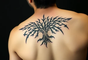 extravagant sacred nnative tree of life who roots rdrive deep into mother eart who has a faceless sillowet of grandmother tattoo idea