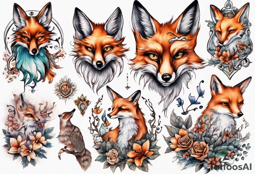 Eulenfuchs fantasie tattoo idea