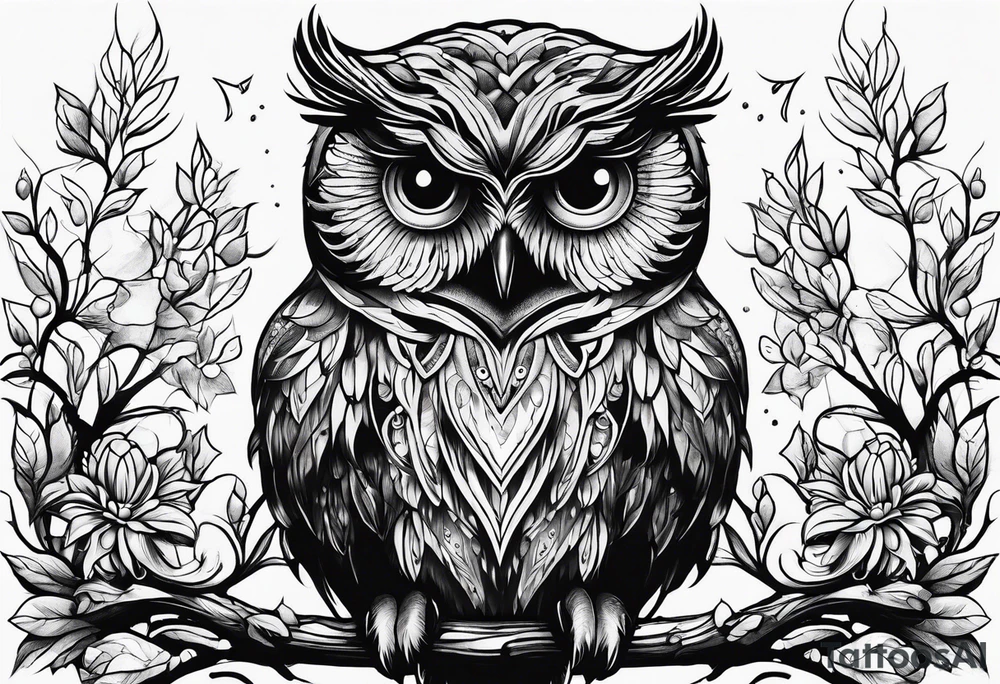 owl, fireflies tattoo idea