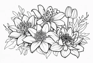 Lillies and chrysanthemums tattoo idea
