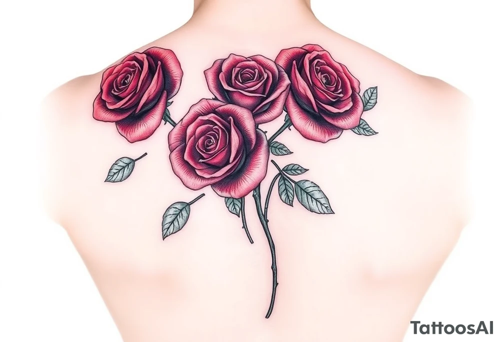 4 Rose tattoo in color tattoo idea