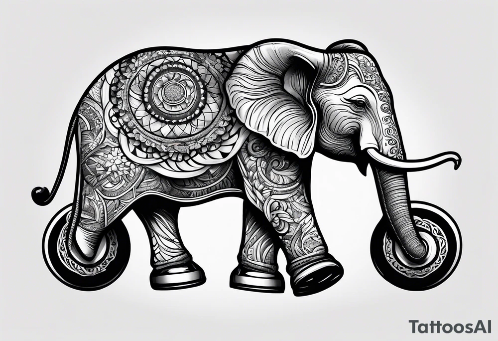 Elephant roller skating tattoo idea