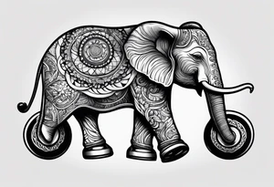 Elephant roller skating tattoo idea