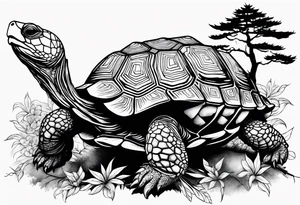 Real Tortoise with trees tattoo idea