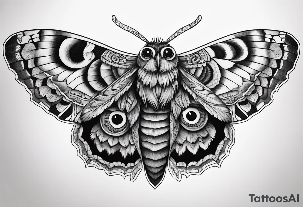 Dead head moth with owl eyes tattoo idea